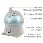 Crane Adorables Ultrasonic Humidifiers for Bedroom and Baby Nursery, 1 Gallon Cool Mist Air Humidifier for Large Room or Kid’s Room, Humidifier Filters Optional, Elephant