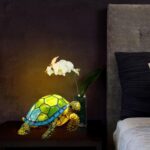 RIQINGY Animal Table Lamp Series Dyed Resin Elephant Lamp Desktop Lion Night Light Fun Sea Turtle Table Night Light, 3D Stained Resin Animal Night Light Lamp for Bedroom Home Decor