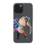FancyCase Compatible with iPhone 15 Case (6.1inch)-Cute Flower Elephant Design Floral Animal Pattern Flexible TPU Protective Clear Case (Flower Elephant)