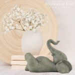 Boulevard East Concepts 11.5″ Good Luck Elephant Lounging with Raised Trunk Statue Garden Sculpture – Good Luck Gifts, Zen Garden Decor, Garden Decorations, Patio Lawn Yard Decor (11.5 Inch)