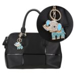 Cute Animal Keychain Blue Crystals Rhinestones Lovely Cartoon Elephant Key Ring Car Bag Pendant Purse Charm Ornament Souvenirs Gifts