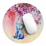 Watercolor Flowers and Elephant Non-Slip Mouse Pad with Personalized Design Suitable for Desktop Computer PC and Laptop for Office and Home Custom Round Mouse Pad 7.87×7.87inch