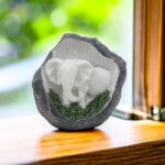 Foreby Elephant Statue Home Decor-Housewarming Gift for New Home,Lighted Rock Sandstone Sculpture Grey – Modern Collectible Figurine Lamp for Office Desk Ornament (Elephant Stone)