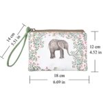 Rantanto Small Cute Cash Coin Purse, Canvas Change Purse, Kawaii Coin Pouch With Handle Christmas Gift For Women Teenager Girls (BG0001 Flower Elephant)