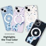 MAYCARI for iPhone 14 Case Compatible with MagSafe, Magnetic Cute Cartoon Elephant Design Clear Phone Cover for Girls Women Soft TPU Hard Back Shockproof Protective Case for iPhone 14