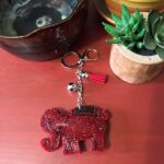 Popfizzy Bling Red Elephant Keychain for Women and Girls, Rhinestone Purse Charms for Handbags, Elephant Gifts for Women, Gifts for Her, Crystal Bag Charm