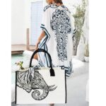 SANCABA Mandala Elephant Canvas Tote Bag,Yoga Bag,Beach Bags,Personalized Gifts for Women,Teachers,Birthday