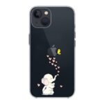FancyCase for iPhone 14 Case (6.1inch)-Cute Elephant Style with Hearts Design Cartoon Animal Pattern Flexible TPU Protective Clear Case Compatible with iPhone 14 (Elephant Hearts)