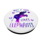 Just a Girl Who Loves Elephants Watercolor Galaxy Elephant PopSockets Grip and Stand for Phones and Tablets