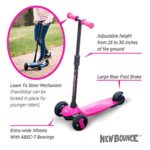 New-Bounce 3 Wheel Toddler Scooter – My First Scooter for Kids Ages 2-5 – GoScoot MAX Childrens Kick Scooter with Adjustable Handlebar – Kids Scooter for Girls and Boys(Pink)