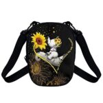 Suobstales Elephant Sunflower Print Messenger Bag Sling Crossbody Shoulder Bags Small Cross-body Purse Travel Passport Wallet Bag for Women for Cell Phone Neck Pouch
