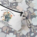 Elephant Makeup Bag,Elephant Gifts for Women Never Forget How Strong You Are Elephant Inspirational Gifts Zipper Travel Organizer Bag,Birthday Gifts for Elephant Lovers (White elephant makeup bag)