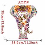 Colorful Elephant Wall Art Decal Large Mandala Flower Pattern Wall Sticker 14x11inch Removable Vinyl Decor for Yoga Room Bedroom Living Room Background