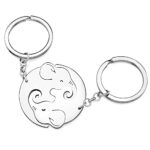 LONYOO Fun Elephant Keychain Stainless Steel Keyring Cute Car Key Rings Handbag Wallet Charm for Women Girls Gifts (Couples Silver)