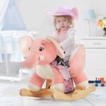 FUNLIO Elephant Baby Rocking Horse for Toddlers 6 Months to 3 Years, Cute & Graceful Pink Elephant Rocker for Baby Girl, Stuffed Plush Ride-on Rocking Animal, Easy to Assemble, CPC & CE Certified
