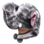 Choose from Over 25 Animals! – Plush Faux Fur Animal Critter Hat Cap – Soft Warm Winter Headwear – Short with Ear Poms and Flaps & Long with Scarf and Mittens Available (Short Elephant)