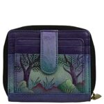 Anna by Anuschka Women’s Hand-Painted Genuine Leather Zippered Organizer Wallet – Elephant Family