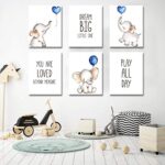 iMagitek Set of 6 Unframed Baby Boy Nursery Wall Art Prints, Blue Elephant Nursery Wall Decor, Elephants with Blue Balloons Wall Art Decorations for Baby Boy Nursery, Boy’s Room (8″ x 10″)