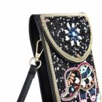 Bohimian Small Crossbody Cell Phone Bags for Women Gypsy Exquisite handicraft Shoulder Wallet Purse (Elephant Black)