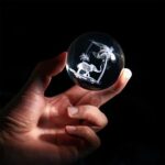HDCRYSTALGIFTS Tropical Elephant Crystal Ball Paperweight with Stand 60mm 3D Laser Engraved Glass Spheres Decorative Balls(Clear)
