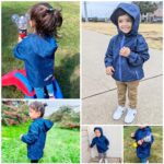 BIG ELEPHANT Kids Rain Jacket Hooded Fleece Lined Waterproof Raincoats Lightweight Breathable for Boys Girls, Blue