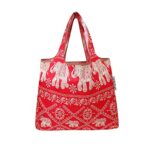 allydrew Foldable Tote Nylon Reusable Grocery Bag (Set of 2), Regal Elephants