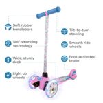 Peppa Pig Self Balancing Kick Scooter with Light Up Wheels, Extra Wide Deck, 3 Wheel Platform, Foot Activated Brake, 75 lbs Limit, Kids & Toddlers Girls or Boys, for Ages 3 and Up