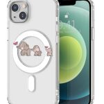 Idocolors Cartoon Elephant Magnetic Clear Phone Case for iPhone 15 Pro Max,Cute Durable Protective Shell Transparent Unique Design Soft TPU Bumper Slim Shockproof Cover with Built-in Magnet Ring