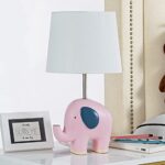 Maxax Child Table Lamp, Pink Elephant Kids Bedside Nightstand Lamp, Baby Lamp for Nursery Girls Bedrooms, 16.5 Inch