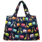 Wrapables Durable and Large Nylon Reusable Shopping Bag (Elephants & Giraffes)