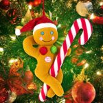 Tekky Naughty Dirty Signing Gingerbread Pole Dancer Tree Ornament, White Elephant, Tan