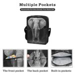 Elephants Black Medium Crossbody Bags For Women Multi purpose Crossbody Bag Phone Purses Traveling Cross Body Bag Lightweight Shoulder Bags With Zipper Pockets