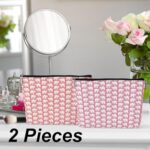 2 Pieces Preppy Stuff Preppy Makeup Bag Preppy Gifts elephant gifts for Women Female Teen Girls Friend Daughter Elephant Lover Birthday Graduation Mothers Day Pink Orange Cosmetic Bag Travel Pouch