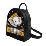 Showudesigns Sunflower Elephant Backpack for Women Mini Purse with and Adjustable Straps Leather Shoulder Bags Zipper Tote Bag Teen Girls Handbag Daypack Casual Back Pack for Travel