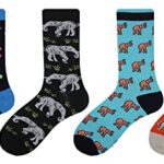 Wish Island Men’s 4/5 Packs Fun Crazy Animal with Glasses Elephant Gifts Novelty Casual Dress Socks (Elephant – 4 Pairs)