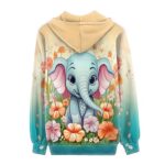 ZOUTAIRONG Flower Elephant Zip Up Hoodie for Teen Girls XL Women’s Yoga Clothing Sweatshirt Pullover Sweater Tops Zipper Jackets Fall Outfits Y2K Bodysuit Jumper
