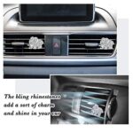 4 Pieces Bling Car Accessories Air Vent Clips Car Decoration Crystal Rhinestone Car Clips Crystal Car Aromatherapy Clips with Aromatic Pads for Auto Interior Decoration, Elephant (Silver)