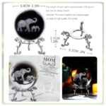 ZEERSHEE 60mm 3D Glass Laser Engraved Mother Son Elephants Crystal Ball with Stand Decorative Sphere Elephant Gifts for Women