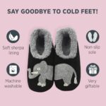 Snoozies Slipper Socks for Women, Animal Slippers with Soft Non-Slip Sole, Warm Cozy House Slippers Indoor, Fuzzy Slipper Socks with Grips for Women, Sock Slippers – Elephants – Small