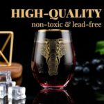Onebttl Elephant Gifts, 17oz Stemless Wine Glass with Elephant Pattern, Gifts for Birthdays, Beautifully Package