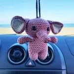 Elephant Cute Ornament, Car Rearview Mirror Hanging Decorations, Automotive Crochet Handmade Holder Accessories.