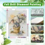 Elephant Diamond Painting Kits for Adults-Diamond Art Kits for Elephants Adults,Round Animal 5D Gem Art Kits for Adult DIY Crafts Kits Gift Home Wall Decor Gifts(16x12inch)