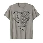 Elephant with Flowers For Men Women Elephants Animal Lovers T-Shirt