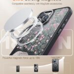 FUNMIKO for iPhone 16 Pro Max Case with Privacy Screen Protector, Wireless Charging Compatible, Shockproof Translucent Matte Cover – Cute Floral Design Phone Case for Women Girls – Elephant Flowers