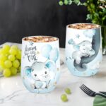 NymphFable 12oz Elephant Insulated Tumbler With Lid and Straw Stainless Steel Tumbler Stemless Glass Water Cup