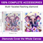 Baby Elephant Diamond Art Kits for Adults-Cute Elephant Diamond Art Kits for Beginners, 5D Paint with Diamonds Pictures Gem Art Painting Kits DIY Crafts Project Kits 14x14inch