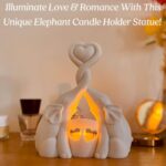 Elephant Love Candle Holder Statue – Elegant Elephant Decor for Home, Living Room, or Bedroom – Flickering LED Candle Included – Anniversary, Valentine’s, or Housewarming Gift Idea
