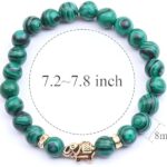 PawsFourLove Elephant Gift Bracelet, 8mm Natural Howlite Stone Bracelets for Women Men Stress Relief 7 Chakra Yoga Bracelet Bead Bracelets for Women Elephant (Jade/Gold)