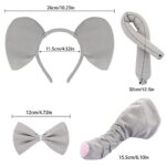 LIYDE Elephant Costume Set Elephant Ears Headband Elephant Tail Nose Bowtie Halloween/Birthday/Christmas/Cosplay Party Decorations