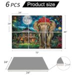 6 Pack Acoustic Panels Heartwarming Elephant Scene Festive Lights Print Acoustical Soundproof Wall Panels Sound Absorbing Panel Reduce Room Echo Reverberation Acoustic Treatment